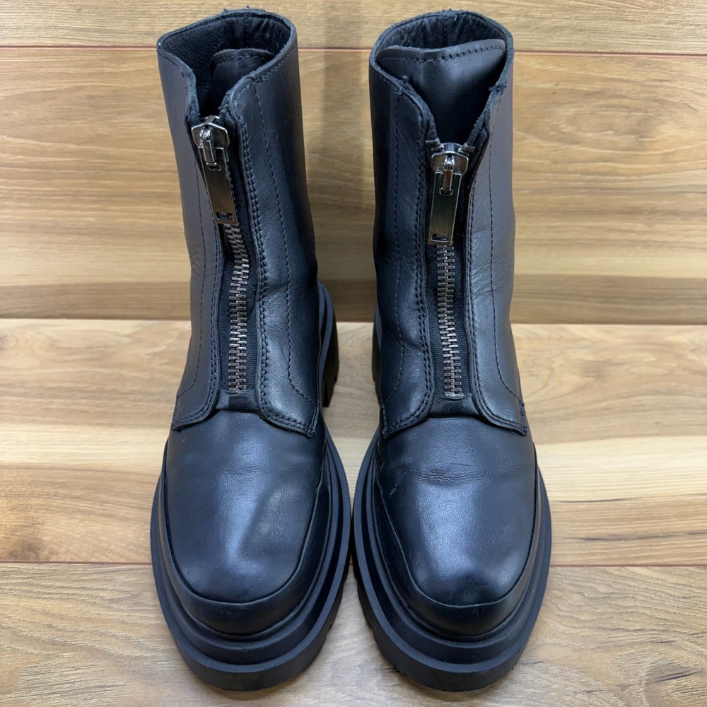 Thursday Boots Ryder Platform Womens 7 Black Leather Chunky Lug Zip Goth Punk - Picture 5 of 12